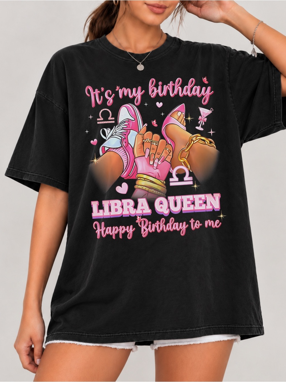 It’s My Birthday Libra Queen Tee High Heels Sneakers Nails Unisex T-shirt